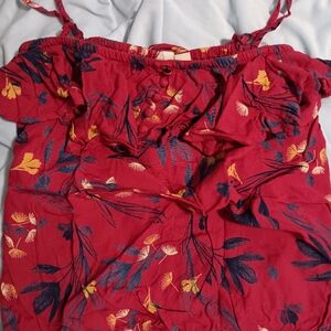 Roxy Floral Red and Yellow Tank Top Size Small